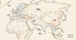 Middle East sourcing routes to Europe map illustration